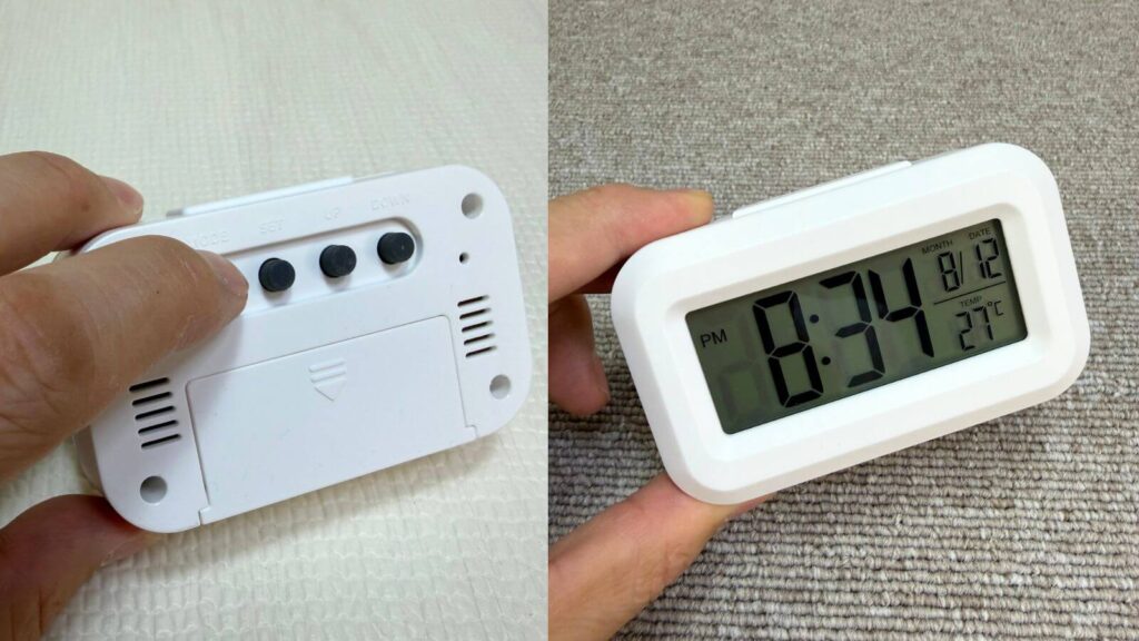 ミニデジタル時計の時刻調節