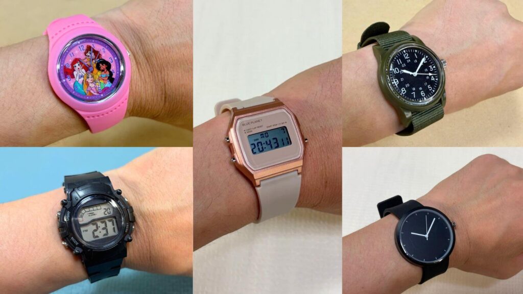 ダイソーで購入した腕時計5商品を比較